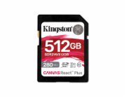 Kingston SDXC karta 512GB Canvas React Plus, UHS-II, U3, V60, R:280/W:150MB/s