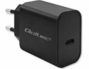 Nabíječka Qoltec Super Quick PD nabíječka | USB-C | 20W | 5-12V | 1,67-3A | Černá