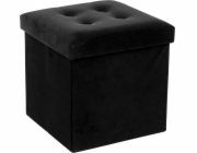 Pouffe Atmosphera Velvet, černá, 38 cm x 38 cm x 38 cm