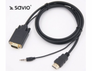 Savio HDMI - D-Sub (VGA) + Jack 3,5mm kabel 1,8m černý (SAVKABELCL-104)