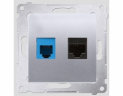 Kontakt-Simon SIMON54 RJ45 datová zásuvka, kat. 5e + RJ12, stříbrná matná - D5T.01/43