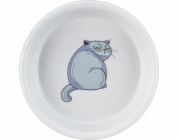 Miska Trixie, pro kočky, šedá, keramická, 0,25l/13cm, s potiskem koček