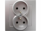 Ospel Double Socket Z/U KPL Silver AS OSPEL