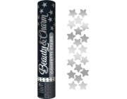 GoDan Pneumatické konfety stříbrné hvězdy 30cm