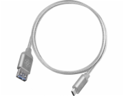 SilverStone USB-A - USB-C USB kabel 0,5 m Stříbrný (52034)