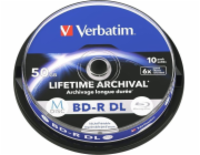 1x10 Verbatim M-Disc BD-R BluRay 50GB 6x Speed Cakebox printable