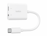 Belkin USB-C adaptér/rozdvojka 1x USB-C M/ 1x USB-C F napájení 60W + 1x 3,5mm jack, bílá