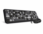 CONNECT IT FASHION combo bezdrátová černo-šedá klávesnice + myš, (+1x AAA +1x AA baterie zdarma),USB, CZ + SK 
