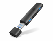 CONNECT IT COMPACT 4v1 USB-A hub + čtečka karet, (2xUSB-A 3.0, 1xSD, 1xMicroSD), externí, ANTRACITOVÁ