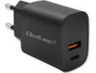 QOLTEC 52377 GaN POWER PRO charger 1xUSB-C 1xUSB 30W 5-20...