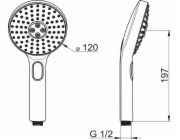 Sprchová hlavice Oras Hydractiva 242403, šedá/chrom, 120 mm