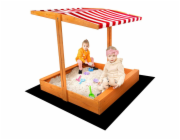 Dětské dřevěné pískoviště se stříškou Baby Mix 120x120 cm červeno-bílé