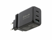 Tellur GaN 65W 3portová nástěnná nabíječka, 2xUSB-C + USB-A, EU,UK,US, černá