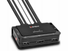 Lindy 2portový kabelový KVM přepínač, HDMI 4K60, USB 2.0 ...