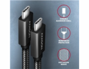 AXAGON BUCM32-CM15AB, SPEED+ kabel USB-C <-> USB-C, 1.5m, USB 20Gbps, PD 100W 5A, 4K HD, ALU, oplet, černý