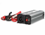NEDIS měnič napětí/ modifikovaná sinusoida/ 12 V DC/230 V AC 50 Hz/ 600 W (1200 W špička)/ USB-A/ 1x zásuvka type E