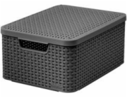 KOŠÍK Zkřivený M S VÍKEM 18L /TMAVĚ ŠEDÝ