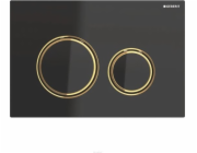 Geberit splachovací tlačítko Geberit Sigma21, přední, černé sklo, kroužky: mosaz [1]