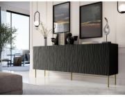 JUNGLE komoda 190x40,5x74,5 černá mat + zlaté nohy