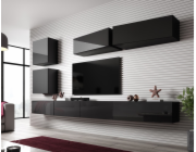 Cama Obývací skříň sestava VIGO SLANT 5 černá/černý lesk