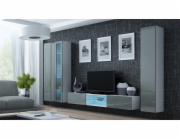 Cama Obývací skříň sestava VIGO 17 bílá/šedá lesk