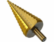 GEKO Vrták stupňovitý, 4-39mm, stupňování po 3mm, 13 otvorů, stopka 13mm, TiN GEKO