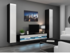 Cama Obývací skříň sestava VIGO NEW 4 černo/bílý lesk