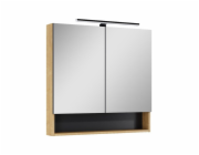 Závěsná koupelnová skříňka se zrcadlem Lamello, hnědá, 18,8x80x79,7 cm