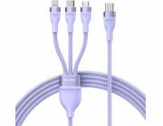 USB kabel 3v1 Baseus Flash Series 2, USB-C + micro USB + Lightning, 100 W, 1,5 m (fialový)