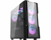 Skleněná počítačová skříň Darkflash DK431 + 4 ventilátory (černá)