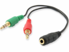 Equip Jack 3,5 mm – Jack 3,5 mm x2 kabel 0,2 m černý (147...
