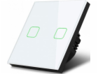 Dotykový spínač světla, dvojitý, sklo, bílý se čtvercovým...