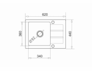 Maidsinks 62X44 1B 1D Granitový dřez Volcano s odkapávačem na vodu