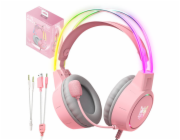 X15 PRO RGB herní sluchátka růžová (kabelová)