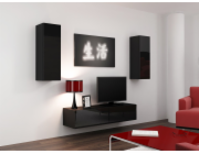 Cama Obývací skříň sestava VIGO 7 černá/černý lesk