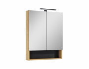 Masterjero Závěsná koupelnová skříňka se zrcadlem Lamello, hnědá, 18,8x60x79,7 cm