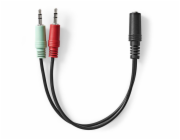 Nedis CAGB22150BK02 - Stereo Audio Kabel | 3,5mm Zástrčka -2x 3,5mm Zásuvka | 0.20 m | Kulatý | Černá