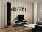 Cama Obývací skříň sestava VIGO NEW 13 bílá/černý lesk