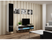 Cama Obývací skříň sestava VIGO NEW 13 bílá/černý lesk