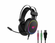 Havit GAMING HEADPHONE RGB BLACK 2016D Sluchátka s mikrofonem Kabel Přes hlavu Hraní Černá