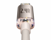 Baseus Crystal Shine USB kabel pro iP, 2,4A, 2m (růžový)