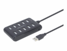 Gembird UHB-U2P10P-01 10-port USB 2.0 hub black