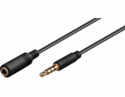 Goobay Prodlužovací kabel pro sluchátka a audio AUX > 3,5 mm 4pinový tenký (černý, 1,5 metru)