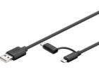 USB 2.0 Kabel, USB-A Stecker > USB-C + Micro-USB Stecker