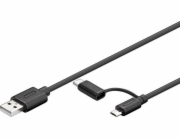 USB 2.0 Kabel, USB-A Stecker > USB-C + Micro-USB Stecker