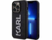 Karl Lagerfeld 3D Rubber Glitter Logo Karl Zadní Kryt pro iPhone 15 Pro Max Black