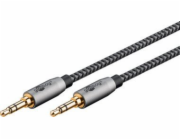Goobay Propojovací audio kabel Plus AUX 3,5 mm stereo (černý/stříbrný, 1 metr)