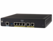 Cisco Integrated Services Router 921 - Směrovač 4portový switch - 1GbE - porty WAN: 2