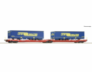 Roco Dvojitý kloubový kontejnerový vagón, T3000e, DB AG - 77385