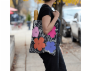 Galison Plátěná taška Warholovy květiny - růžová